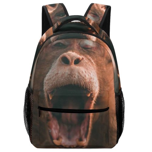 yanfind Children's Backpack  Focus Monkey Primate Wild  Mouth Wildlife Yawning Furry Yawn Funny Preschool Nursery Travel Bag