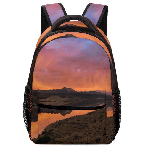 yanfind Children's Backpack Backlit Golden Scenery Clouds Sunset Landscape Evening Travel  River Outdoors Hour Preschool Nursery Travel Bag