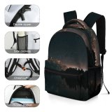 yanfind Children's Backpack Backlit Dark Forest Skies Desktop Landscape Evening Mountains Space Nightsky Speckled Epic Preschool Nursery Travel Bag