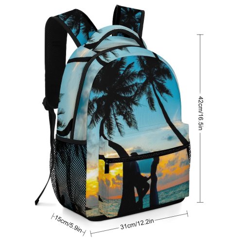 yanfind Children's Backpack Backlit Sand Maldives Romance Palm  Affair Sunset Evening Relation Island Love Preschool Nursery Travel Bag