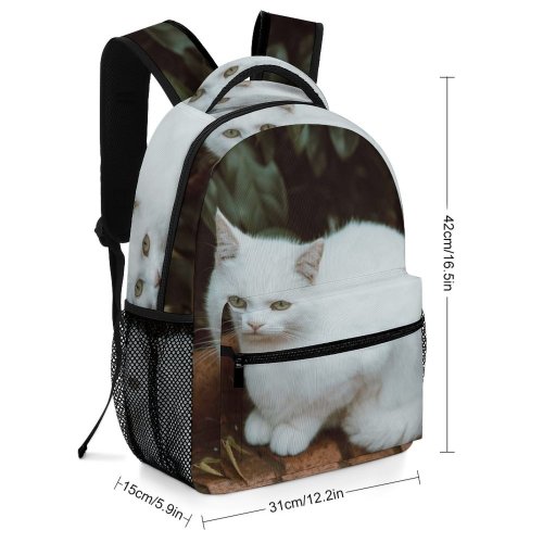 yanfind Children's Backpack Funny Curiosity Outdoors Sit Cute Cat  Portrait Staring Kitten Pet Fur Preschool Nursery Travel Bag