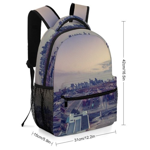 yanfind Children's Backpack Bay Industrial City  Cityscape Port Sunlight Sunset Landscape Transport Pier Cargo Preschool Nursery Travel Bag