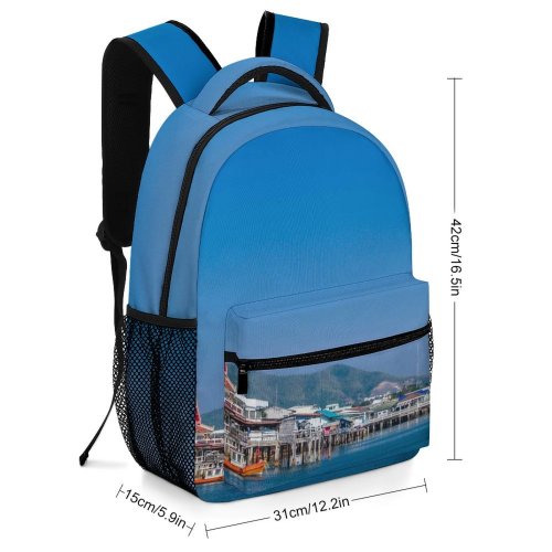 yanfind Children's Backpack Bay Coast Scenery Landscape Daylight Houses Building Boat Village Transportation Outdoors Scenic Preschool Nursery Travel Bag