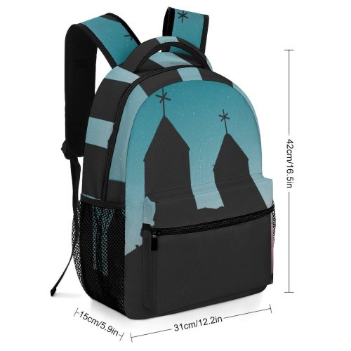 yanfind Children's Backpack Backlit Religion Scenery Sunset Church Sunrise Building Cathedral Scenic Starry  Dawn Preschool Nursery Travel Bag