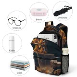 yanfind Children's Backpack Golden Dark Kitchenware Caffeine Cup Kettle Wood Table Still Vintage Pitcher Preschool Nursery Travel Bag
