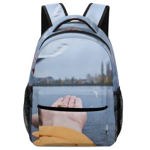 yanfind Children's Backpack  Park City Seagull Landscape Seagulls Daylight Travel Wildlife Eating River Ocean Preschool Nursery Travel Bag