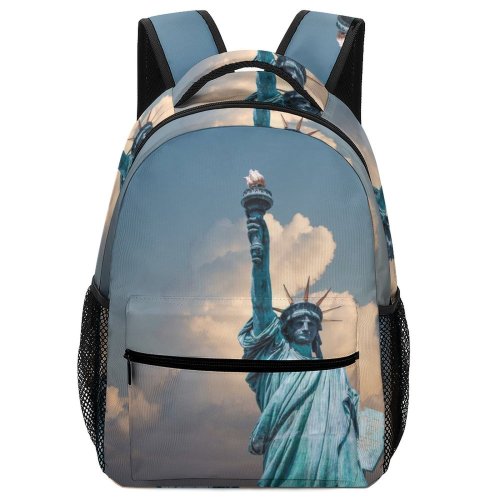 yanfind Children's Backpack Art Tourist Attraction United Liberty Architecture Sculpture Monument Statue Landmark States Clouds Preschool Nursery Travel Bag