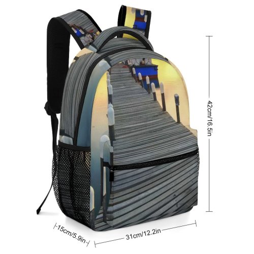 yanfind Children's Backpack Beautiful Sunset Landscape Daylight Transport Pier Travel Light Moment Sunrise Boat Transportation Preschool Nursery Travel Bag