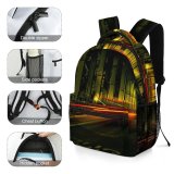 yanfind Children's Backpack  Time Illuminated Lights Roadway Lapse Fast Light Highway Blurry Speed Transportation Preschool Nursery Travel Bag