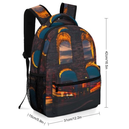 yanfind Children's Backpack  Street City Dark Illuminated Lights Traffic Evening Travel Light Building Urban Preschool Nursery Travel Bag