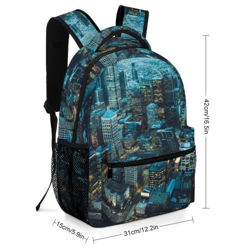 yanfind Children's Backpack For City Pc Header Illuminated Lights Downtown Scenery Cityscape Desktop Landscape PC Preschool Nursery Travel Bag