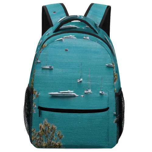 yanfind Children's Backpack Bay Landscape Boats Daylight Sail Boat Sea Outdoors Scenic Seascape Seashore Trees Preschool Nursery Travel Bag