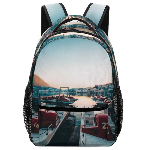 yanfind Children's Backpack Bay Tourism Port Daylight Pier Travel Watercrafts Boat Transportation Outdoors Seashore Harbor Preschool Nursery Travel Bag