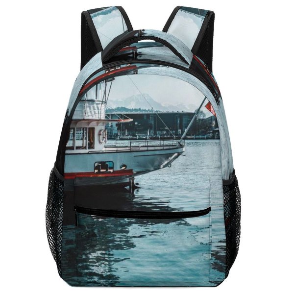 yanfind Children's Backpack Bay Docked Daylight Pier Marina Flag Nautical Transportation Outdoors Seashore Harbor Ship Preschool Nursery Travel Bag