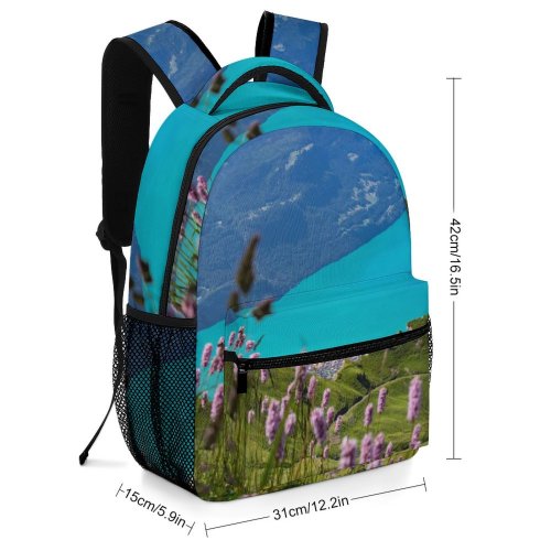 yanfind Children's Backpack Brienz Switzerland Lake Brienzer Rothorn Field  Plant Flora Flower Grass Purple Preschool Nursery Travel Bag