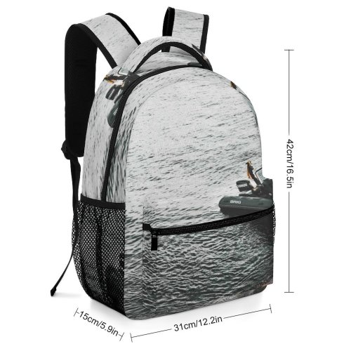 yanfind Children's Backpack Bay Motor Landscape Travel  Beach Motorboat Cruise Boat Nautical River Transportation Preschool Nursery Travel Bag