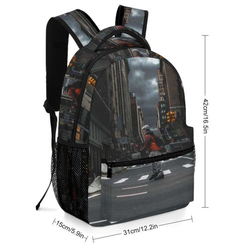 yanfind Children's Backpack  Street City Pedestrian Downtown Clouds Crossing Traffic Asphalt Pavement Travel Storm Preschool Nursery Travel Bag
