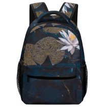 yanfind Children's Backpack Flora Wood Outdoors Flower Lotus Pond Aquatic Preschool Nursery Travel Bag