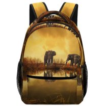 yanfind Children's Backpack Grass Elephants Reflections Lake Clouds Bushes Preschool Nursery Travel Bag