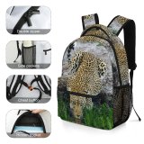 yanfind Children's Backpack Leopard Big Carnivore Grass Wild  Outdoors Hunter Wildlife Danger Cat Preschool Nursery Travel Bag