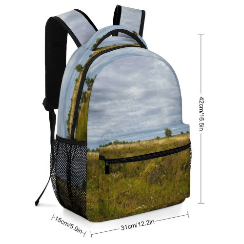 yanfind Children's Backpack Landscape Rural Savanna Countryside Domain Farm Pictures Grassland Outdoors Panoramic Public Preschool Nursery Travel Bag