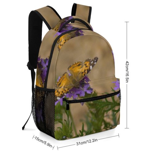 yanfind Children's Backpack Butterfly Monarch Flower Petals Purple Violet Daisy Leaves Plants Closeup Cynthia (subgenus) Preschool Nursery Travel Bag