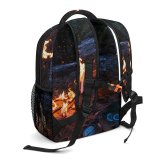 yanfind Children's Backpack Backpack Blaze Dark Forest Burn Cup Fire Ash Firewood Burning Bonfire River Preschool Nursery Travel Bag