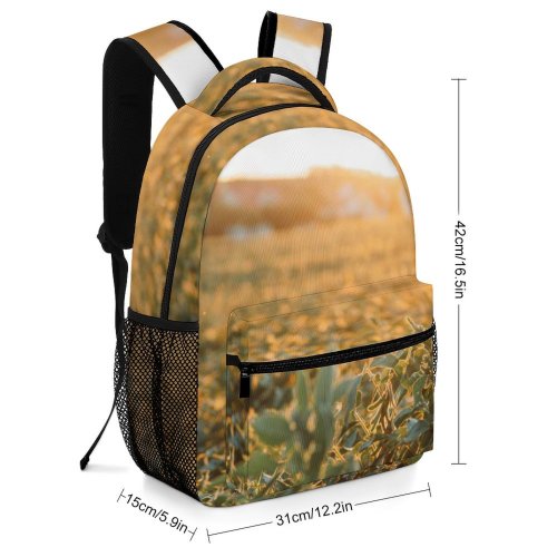 yanfind Children's Backpack Grassland Outdoors Jar Sunset Farm Rural Plant Meadow Potted Pottery Vase Preschool Nursery Travel Bag