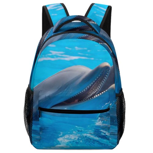 yanfind Children's Backpack Cute Marine Turquoise Outdoors Mammals Pool Dolphins Fish Preschool Nursery Travel Bag