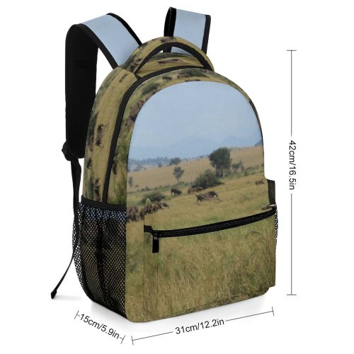 yanfind Children's Backpack Landscape Savanna Plant Wildlife Pictures Grassland Outdoors Stock Grey  Dombo Preschool Nursery Travel Bag