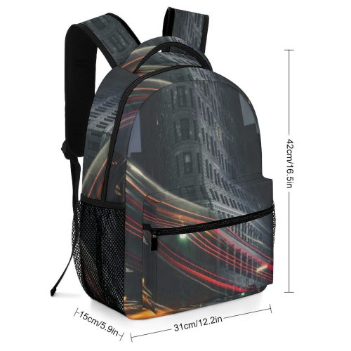 yanfind Children's Backpack  Street City Time Lapse Cityscape Flatiron Traffic  Light Buildings Highway Preschool Nursery Travel Bag