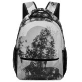yanfind Children's Backpack  Horizon Silhouette Tree Double Scene Peace Exposure Wavy Outdoors Quiet Scenery Preschool Nursery Travel Bag