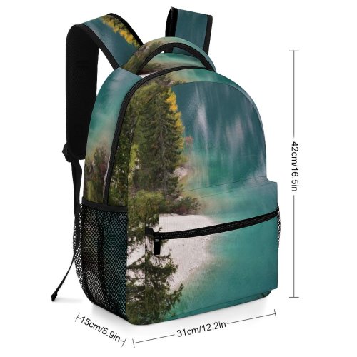 yanfind Children's Backpack Abies Pine Plant Creative Spruce Pictures Outdoors Grey Tree Fir Lake Preschool Nursery Travel Bag