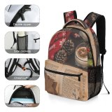 yanfind Children's Backpack Advent  Season Milk Cane December  Ornaments Pinecones Cinnamon Present Candy Preschool Nursery Travel Bag