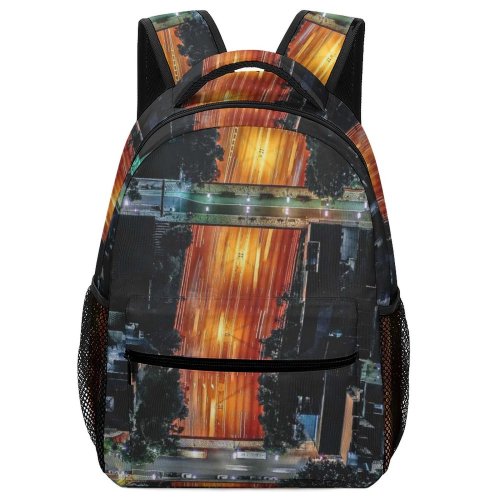 yanfind Children's Backpack Above Drone From Urban City Buildings Lights Downtown  Bird's Aerial Shot Preschool Nursery Travel Bag