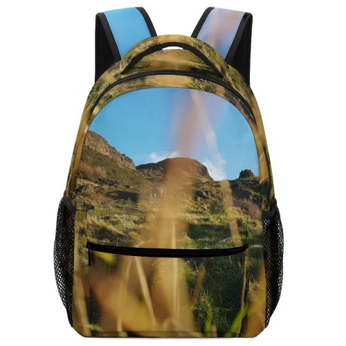 yanfind Children's Backpack Grass Plant Edinburgh Light  Outdoors Arthur's Seat Uk Sunlight Field Grassland Preschool Nursery Travel Bag