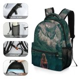 yanfind Children's Backpack Girl Forest Clouds Sunset Landscape Mountains Travel Leisure Alps Dock Foggy Outdoors Preschool Nursery Travel Bag