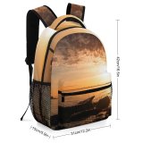 yanfind Children's Backpack Backlit Golden Clouds Sunset Evening Light Beach   Building Hour Horizon Preschool Nursery Travel Bag