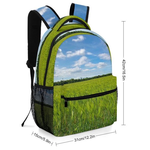 yanfind Children's Backpack Field Grassland Outdoors Countryside Paddy Plant Vegetation Sky Azure Land Creative Commons Preschool Nursery Travel Bag