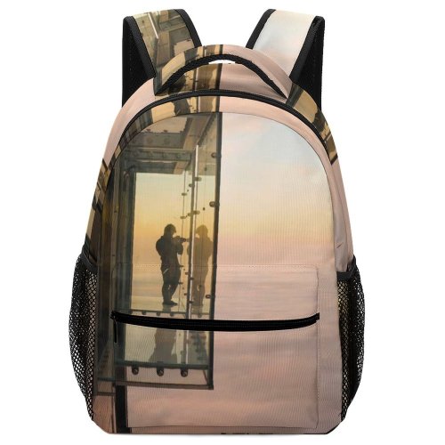 yanfind Children's Backpack Backlit Skyscape Chicago Fog  Clouds Sunset Window Daylight Evening Travel Balcony Preschool Nursery Travel Bag