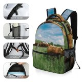 yanfind Children's Backpack Cattle Cow Field Grassland Outdoors Pasture Countryside Farm Rural Meadow Ranch Grazing Preschool Nursery Travel Bag