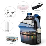 yanfind Children's Backpack Bay City Sunset Evening Travel Colorful Light Nightsky Boat River Transportation Outdoors Preschool Nursery Travel Bag