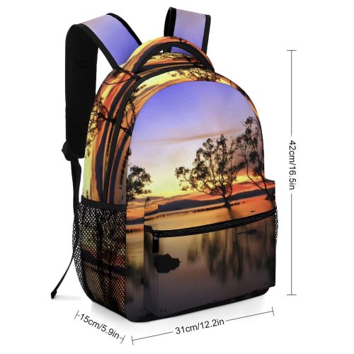 yanfind Children's Backpack Backlit Golden Clouds Sunset Landscape Evening  Sunrise Silhouetted Outdoors Hour Scenic Preschool Nursery Travel Bag