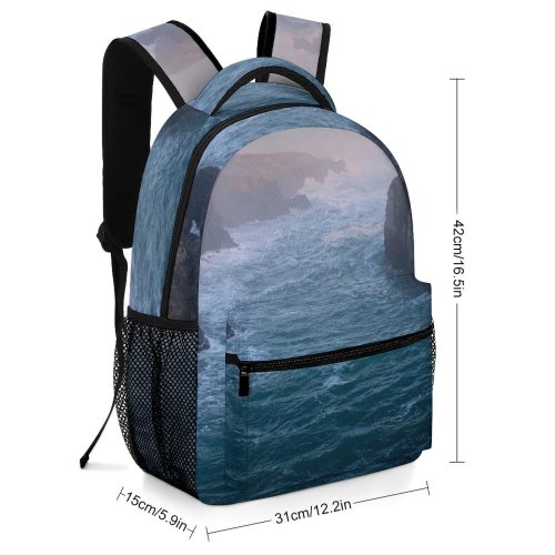 yanfind Children's Backpack Cliff Outdoors Promontory Ocean United States Sea Grey Mendocino Calm Golden Hour Preschool Nursery Travel Bag