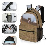 yanfind Children's Backpack  Campervan Motorhome Design Colours Wheels Grass Daylight Field Camper  RV Preschool Nursery Travel Bag