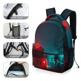 yanfind Children's Backpack  Frozen Winter Street City Dark Illuminated Lights Landscape Traffic Evening Travel Preschool Nursery Travel Bag