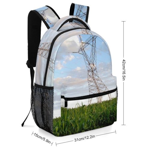 yanfind Children's Backpack Electric Corn Field Farm Overhead Transmission Sky Electricity Electrical Supply Preschool Nursery Travel Bag