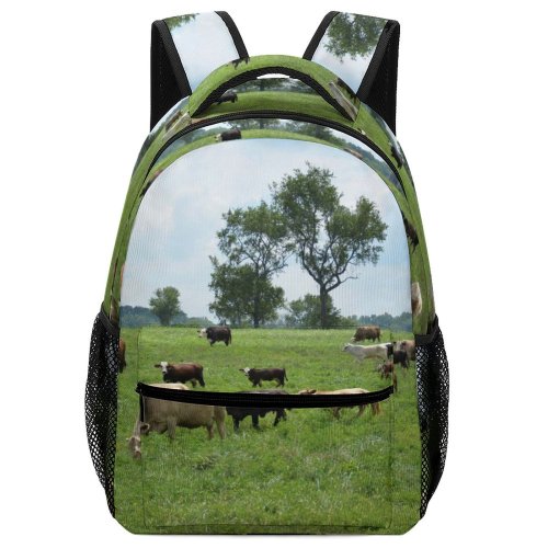 yanfind Children's Backpack Cow Cattle Grassland Field Outdoors Countryside Farm Rural Pasture Ranch Meadow Sheep Preschool Nursery Travel Bag