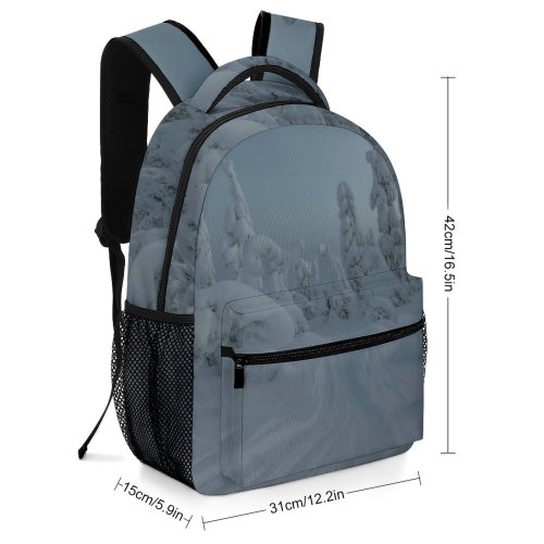 yanfind Children's Backpack Grey Outdoors Snow Winter  Ruka Финляндия Plant Tree Snowman Storm Citizens Preschool Nursery Travel Bag