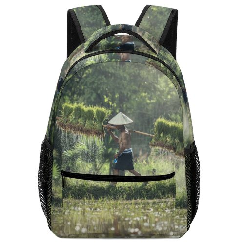 yanfind Children's Backpack Farming Strong Lifestyle Farm Beautiful Palm Cultivate Grass Landscape Daylight Farmland Field Preschool Nursery Travel Bag